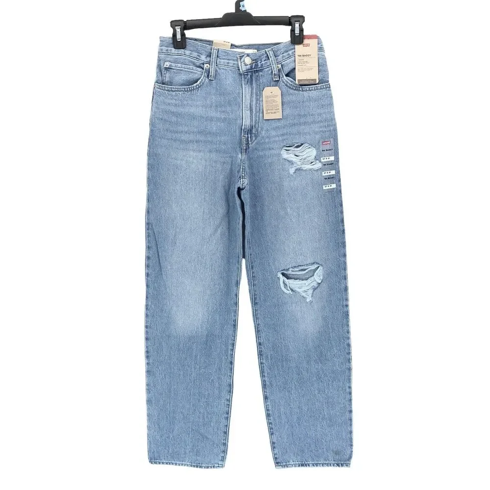 NEW Levi's '94 Baggy Jeans Womens 27 x 31 Straight Leg Distressed Blue Denim 90s